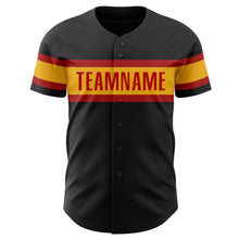 Load image into Gallery viewer, Custom Black Red-Gold Authentic Baseball Jersey
