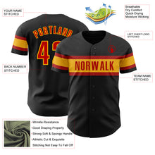 Load image into Gallery viewer, Custom Black Red-Gold Authentic Baseball Jersey
