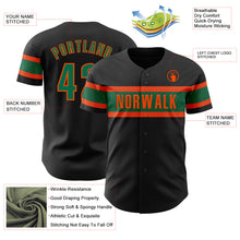 Laden Sie das Bild in den Galerie-Viewer, Custom Black Kelly Green-Orange Authentic Baseball Jersey
