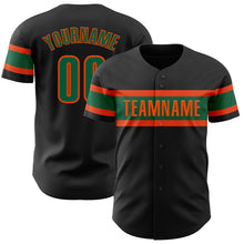 Laden Sie das Bild in den Galerie-Viewer, Custom Black Kelly Green-Orange Authentic Baseball Jersey
