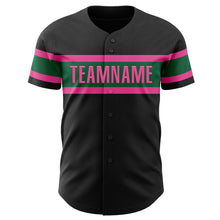 Laden Sie das Bild in den Galerie-Viewer, Custom Black Kelly Green-Pink Authentic Baseball Jersey
