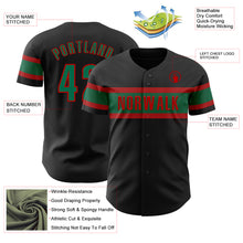 Charger l&#39;image dans la galerie, Custom Black Kelly Green-Red Authentic Baseball Jersey
