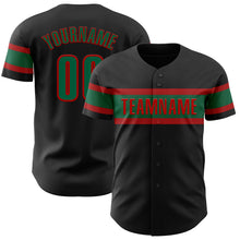 Charger l&#39;image dans la galerie, Custom Black Kelly Green-Red Authentic Baseball Jersey
