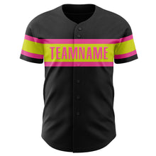 Laden Sie das Bild in den Galerie-Viewer, Custom Black Neon Yellow-Pink Authentic Baseball Jersey
