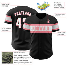 Laden Sie das Bild in den Galerie-Viewer, Custom Black White-Medium Pink Authentic Baseball Jersey
