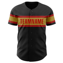 Laden Sie das Bild in den Galerie-Viewer, Custom Black Old Gold-Red Authentic Baseball Jersey
