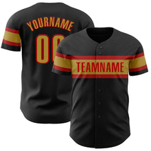 Laden Sie das Bild in den Galerie-Viewer, Custom Black Old Gold-Red Authentic Baseball Jersey
