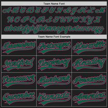 Load image into Gallery viewer, Custom Black Pink-Kelly Green Authentic Baseball Jersey
