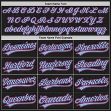 Load image into Gallery viewer, Custom Black Pink-Light Blue Authentic Baseball Jersey
