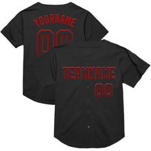Laden Sie das Bild in den Galerie-Viewer, Custom Black Red Mesh Authentic Throwback Baseball Jersey
