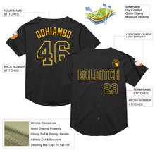 Laden Sie das Bild in den Galerie-Viewer, Custom Black Gold Mesh Authentic Throwback Baseball Jersey
