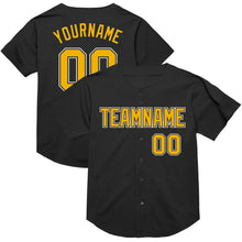 Laden Sie das Bild in den Galerie-Viewer, Custom Black Gold-White Mesh Authentic Throwback Baseball Jersey
