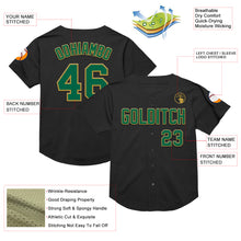 Laden Sie das Bild in den Galerie-Viewer, Custom Black Kelly Green-Old Gold Mesh Authentic Throwback Baseball Jersey
