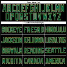 Laden Sie das Bild in den Galerie-Viewer, Custom Black Kelly Green-Old Gold Mesh Authentic Throwback Baseball Jersey

