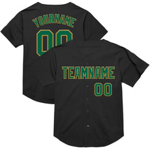 Laden Sie das Bild in den Galerie-Viewer, Custom Black Kelly Green-Old Gold Mesh Authentic Throwback Baseball Jersey
