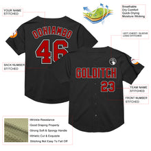Laden Sie das Bild in den Galerie-Viewer, Custom Black Red-White Mesh Authentic Throwback Baseball Jersey
