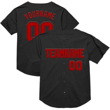 Laden Sie das Bild in den Galerie-Viewer, Custom Black Red Mesh Authentic Throwback Baseball Jersey
