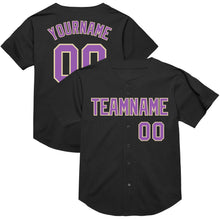 Laden Sie das Bild in den Galerie-Viewer, Custom Black Medium Purple-Cream Mesh Authentic Throwback Baseball Jersey
