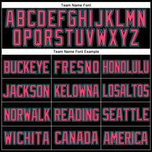 Load image into Gallery viewer, Custom Black Aqua-Neon Pink Mesh Authentic Throwback Baseball Jersey
