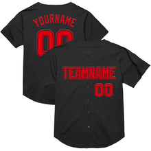 Laden Sie das Bild in den Galerie-Viewer, Custom Black Fire Red Mesh Authentic Throwback Baseball Jersey

