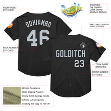 Laden Sie das Bild in den Galerie-Viewer, Custom Black Silver Mesh Authentic Throwback Baseball Jersey

