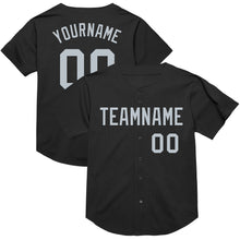 Laden Sie das Bild in den Galerie-Viewer, Custom Black Silver Mesh Authentic Throwback Baseball Jersey
