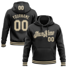 Load image into Gallery viewer, Custom Stitched Black Cream Sports Pullover Sweatshirt Hoodie
