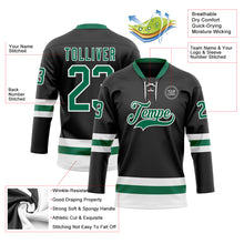 Laden Sie das Bild in den Galerie-Viewer, Custom Black Kelly Green-White Hockey Lace Neck Jersey
