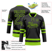 Laden Sie das Bild in den Galerie-Viewer, Custom Black Neon Green Hockey Lace Neck Jersey
