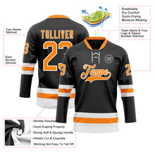 Laden Sie das Bild in den Galerie-Viewer, Custom Black Bay Orange-White Hockey Lace Neck Jersey

