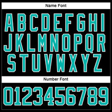 Laden Sie das Bild in den Galerie-Viewer, Custom Black Aqua-White Hockey Lace Neck Jersey
