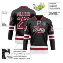 Laden Sie das Bild in den Galerie-Viewer, Custom Black Cardinal-White Hockey Lace Neck Jersey
