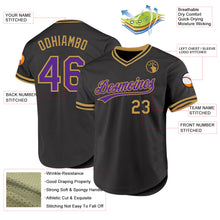 Laden Sie das Bild in den Galerie-Viewer, Custom Black Purple-Old Gold Authentic Throwback Baseball Jersey
