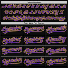 Laden Sie das Bild in den Galerie-Viewer, Custom Black Purple-Old Gold Authentic Throwback Baseball Jersey
