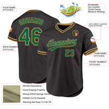 Laden Sie das Bild in den Galerie-Viewer, Custom Black Kelly Green-Old Gold Authentic Throwback Baseball Jersey
