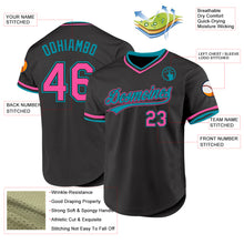 Laden Sie das Bild in den Galerie-Viewer, Custom Black Pink-Teal Authentic Throwback Baseball Jersey
