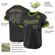 Laden Sie das Bild in den Galerie-Viewer, Custom Black Purple-Neon Green Authentic Throwback Baseball Jersey
