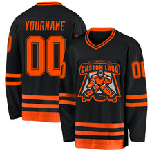 Laden Sie das Bild in den Galerie-Viewer, Custom Black Orange Hockey Jersey
