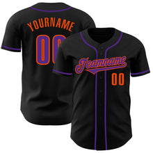 Laden Sie das Bild in den Galerie-Viewer, Custom Black Purple-Orange Authentic Baseball Jersey
