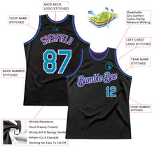 Load image into Gallery viewer, Custom Black Teal-Purple Authentic Throwback Basketball Jersey
