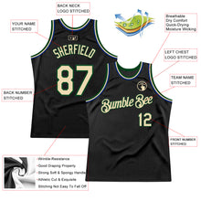 Загрузить изображение в средство просмотра галереи, Custom Black Cream Green-Royal Authentic Throwback Basketball Jersey
