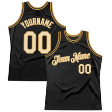 Загрузить изображение в средство просмотра галереи, Custom Black Cream-Old Gold Authentic Throwback Basketball Jersey
