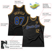 Загрузить изображение в средство просмотра галереи, Custom Black Royal-Old Gold Authentic Throwback Basketball Jersey
