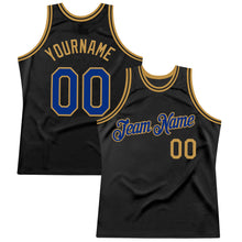 Загрузить изображение в средство просмотра галереи, Custom Black Royal-Old Gold Authentic Throwback Basketball Jersey
