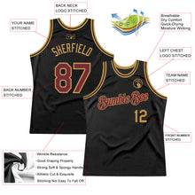 Загрузить изображение в средство просмотра галереи, Custom Black Burgundy-Old Gold Authentic Throwback Basketball Jersey
