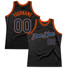 Загрузить изображение в средство просмотра галереи, Custom Black Powder Blue-Orange Authentic Throwback Basketball Jersey
