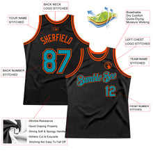 Загрузить изображение в средство просмотра галереи, Custom Black Teal-Orange Authentic Throwback Basketball Jersey
