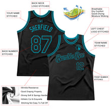 Загрузить изображение в средство просмотра галереи, Custom Black Teal Authentic Throwback Basketball Jersey

