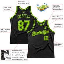 Load image into Gallery viewer, Custom Black Neon Green Authentic Throwback Basketball Jersey
