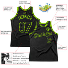 Load image into Gallery viewer, Custom Black Neon Green Authentic Throwback Basketball Jersey
